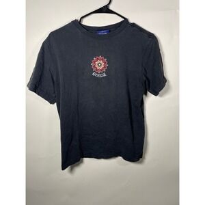 Y2K Reebok Black‎ Baby Tee Shirt Womens Medium Short Sleeve Cotton Top